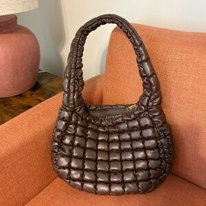 Urban Expressions Women's Brown Quilted Puffer Hobo Purse Bag